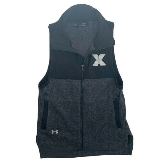 Under Armour Vest Mens Size Small S ColdGear Loose Fit Polyester Black Gray Logo - Picture 1 of 11